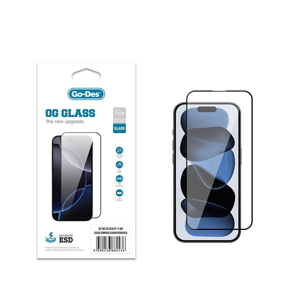 Go Des OG Glass iPhone 17 Air Antistatik Temperli Cam Ekran Koruyucu Go Des OG Glass iPhone 17 Air Antistatik Temperli Cam Ekran Koruyucu